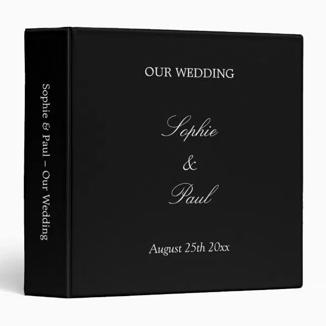 Personalized Black White Wedding 3 Ring Binder