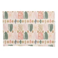 Caribbean Tribal Mudcloth: Boho Dark Green, Pink Pillow Case