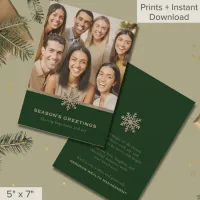 Holiday Green and Gold Snowflake Photo Business