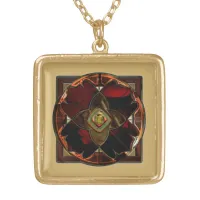 Autumn Elegance: The Floral Medallion Gold Plated Necklace