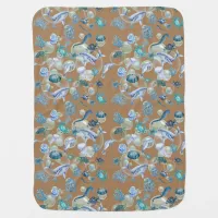 Under the Sea Blue Watercolor on brown | Baby Blanket