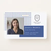 Student ID Deep Blue School Logo Photo  Badge