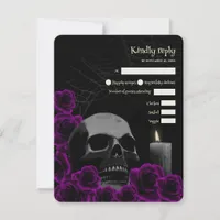 Spooky Gothic Halloween Wedding RSVP Purple Rose