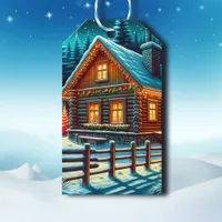 Log Cabin on Christmas Eve to and from Gift Tags