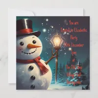 Cheerful Snowman Party Invitation  - Festive Card.