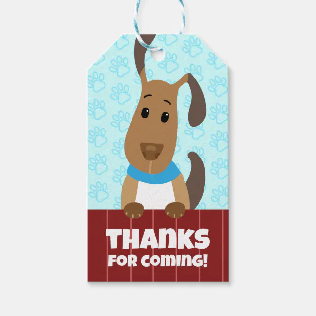 Thumbnail for Cute Dog on Fence Pet Adoption Pawprints Thank You Gift Tags