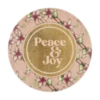 Peace and Joy Pink Poinsettia Christmas Cutting Board