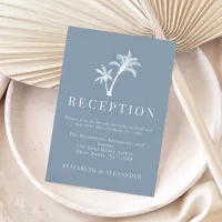 Dusty Blue Tropical Palm Tree Wedding Reception Enclosure Card