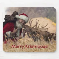 Kissing Santa and Moose Mousepad