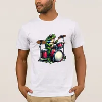 Funny Cartoon Frog Playing the Drums T-Shirt