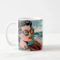 Comic Style Art | Woman Watching Hula Dancer Coffee Mug