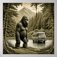 Vintage Bigfoot and RV Camper Poster