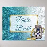 Wedding Sign Photo Booth Blue Mandala