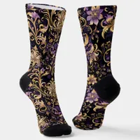 Colorful,Extravagant,Purple and Gold  Socks