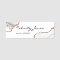 White and Rose Gold Agate Name Tag