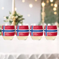 Syttende Mai May 17th Norwegian National Day Flag Stemless Wine Glass