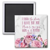 Christian Bible Verse Marble Watercolor Floral Magnet