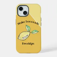 Fun Summer Lemon Yellow Name Modern Cute Kitschy  iPhone 15 Case