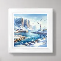 Winter Coastal Art for Small Spaces Framed Art