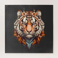 Tiger portrait, minimalistic design orange color jigsaw puzzle