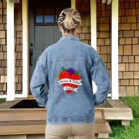 Personalized Romantic Heart and Flowers Denim Jacket