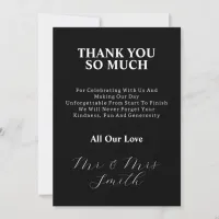 Just Married Couple Black And White Wedding Photo Thank You Card