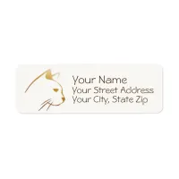 Sleek Shades of Brown Cat Sketch Label