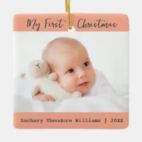 Simple Minimal Baby's First Christmas Keepsake Ceramic Ornament