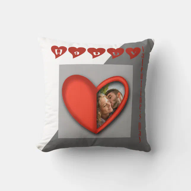 Happy Valentine’s Day - modern heart Throw Pillow