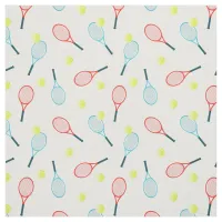 Tennis Rackets and Balls Pattern Fabric