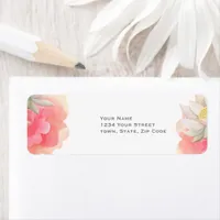 Tropical Peach Flowers Wedding Label