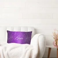 Modern Purple Brushed Metal with Silver Monogram | Lumbar Pillow