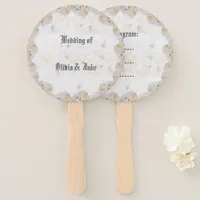 Romantic white roses hand fan