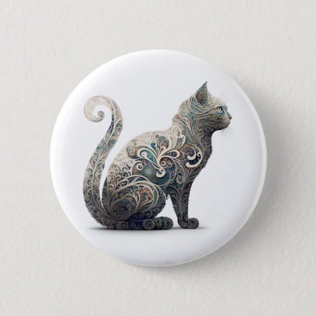 Paisley Profile Cat Button