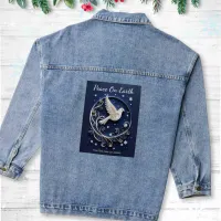 Dove of Peace Elegant White Bird Blue Night Sky Denim Jacket