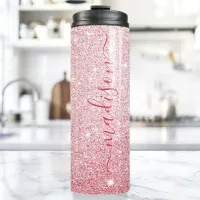 Personalized Pink Sparkle Thermal Tumbler