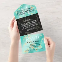 Elegant 44th Turquoise Wedding Anniversary All In One Invitation