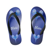 Blue budgie personalizable kid's flip flops