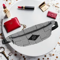 Modern stripes in black, white and gray - Monogram Fanny Pack