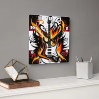 Bold guitar design with vivid colors square wall clock