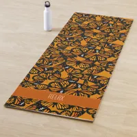 Orange Monarch Butterflies Nature Print Yoga Mat