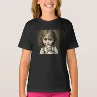 Little Girl with Haunting Eyes Kid's Halloween T-Shirt