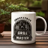 Rustic Modern Grillmaster Black Name Fathers Day Coffee Mug