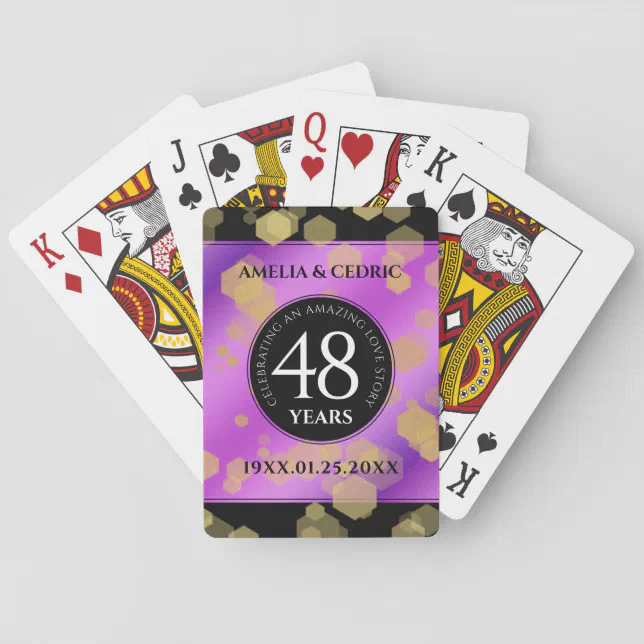 Elegant 48th Amethyst Wedding Anniversary Poker Cards