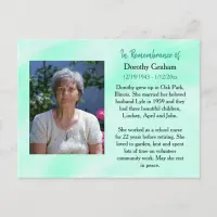 Remembrance Card for Funeral Or Memorial Keepsake