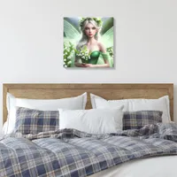 Beautiful May Fairy in Lilies of the Valley Canvas Print