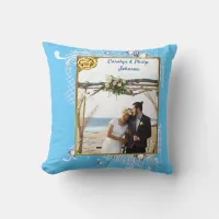 Blue Wedding with Diamonds Photo & Name, YPI Throw Pillow