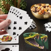 Cobra snake with vibrant green and yellow scales  poker cards