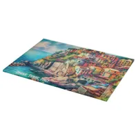 Coastal Charm Italy Cinque Terre Watercolor | Cutting Board