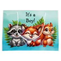 Woodland Creatures Boy's Baby Shower Large Gift Bag